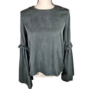 J.O.A. Unique Bell Sleeve Blouse, Dark Green, Small